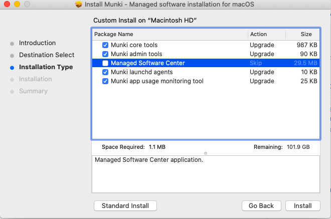 Munki Install Step 1